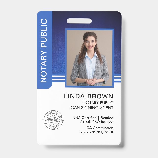 Crachá ID de Agente de Assinatura de Empréstimo Notário P (Frente)