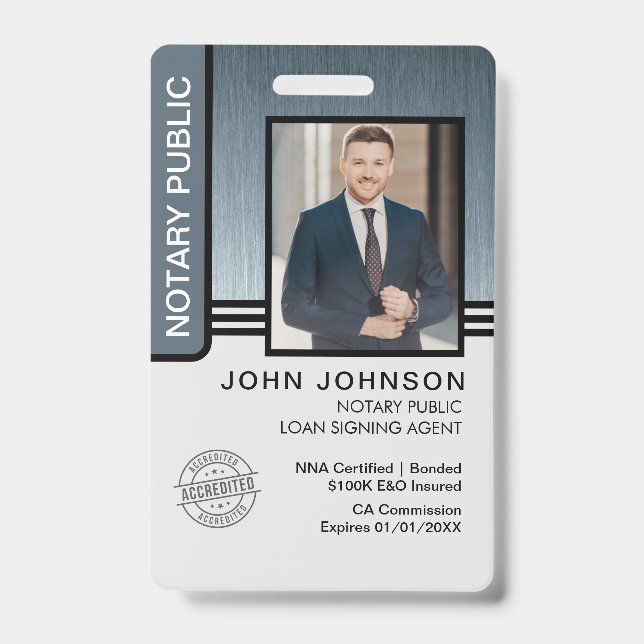 Crachá ID de Agente de Assinatura de Empréstimo Notário P (Frente)