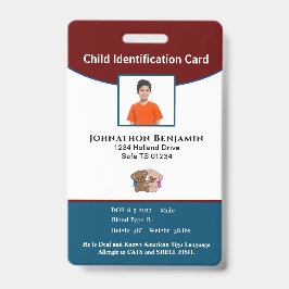 Crachá ID de Alerta de Foto de Menina Menina Pai