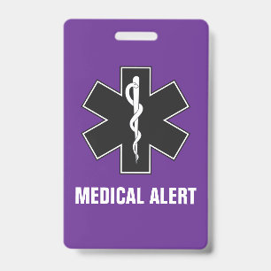 Crachá ID de Alerta Médico Personalizado & Cartão de Cont