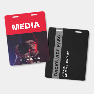 Crachá ID de credencial de bastidores de fundo de foto da