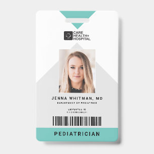 Crachá ID de equipe médica com código de barras vertical