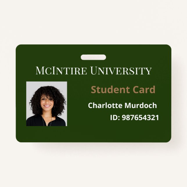 Crachá ID de Estudante da Universidade McIntyre (Frente)