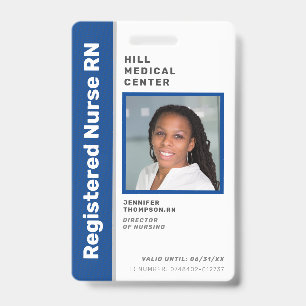Crachá ID de Foto Azul de Funcionário Médico