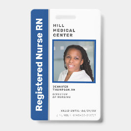 Crachá ID de Foto Azul de Funcionário Médico