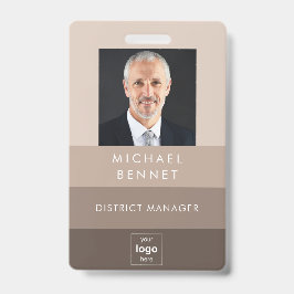 Crachá ID de Foto Corporativa do Modern Beige Brown