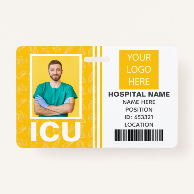 Crachá ID de Foto da Unidade de Cuidados Intensivos Médic (Frente)