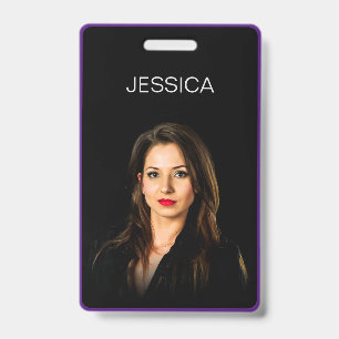 Crachá ID de Foto de Funcionário Corporativo Preto Míni