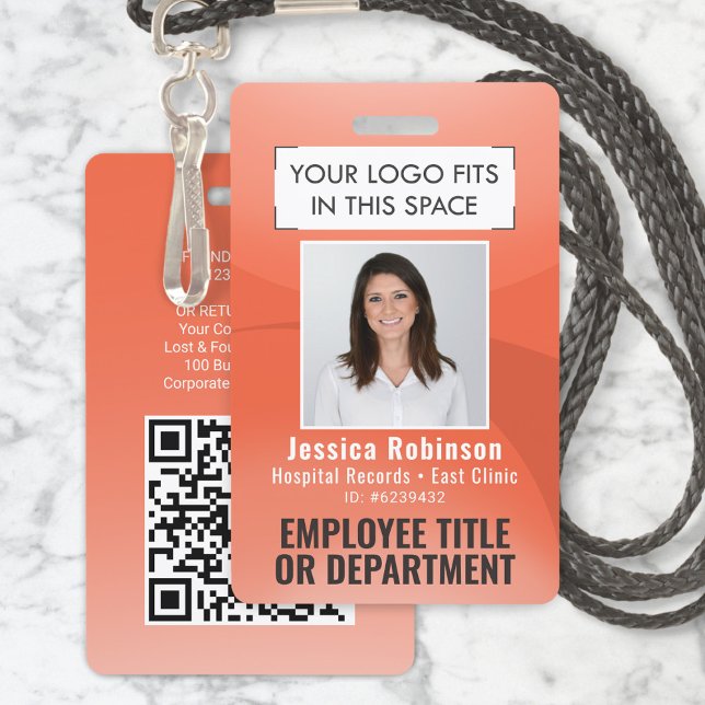 Crachá ID de Foto de Funcionário QR Barcode Sua Logo Lara (Criador carregado)