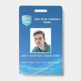 Crachá ID de foto de funcionário vertical com logotipo