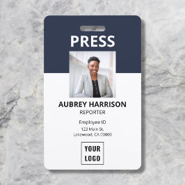 Crachá ID de Foto de Imprensa Simples