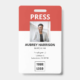 Crachá ID de Foto de Impressão Simples