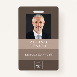 Crachá ID de Foto de Negócios do Brown Modern