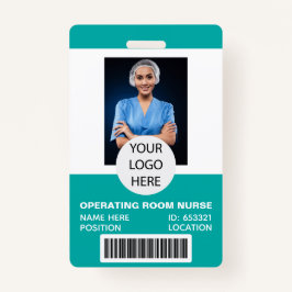 Crachá ID de Foto do Enfermeiro da Sala Operacional Médic