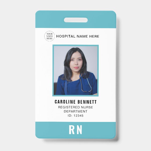 Crachá ID de Foto do Enfermeiro do Funcionarios Médico |  (Frente)