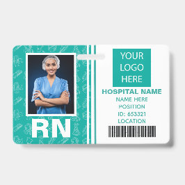 Crachá ID de Foto do Enfermeiro Registrado Médico