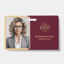 Crachá ID de Foto do Funcionário da Empresa Minimalista n