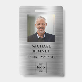 Crachá ID de Foto do Funcionário do Modern Silver