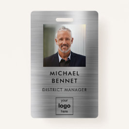 Crachá ID de Foto do Funcionário do Modern Silver