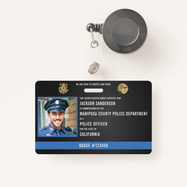 Crachá ID de Foto do Funcionário do Policial Polícia (Frente com retrátil)
