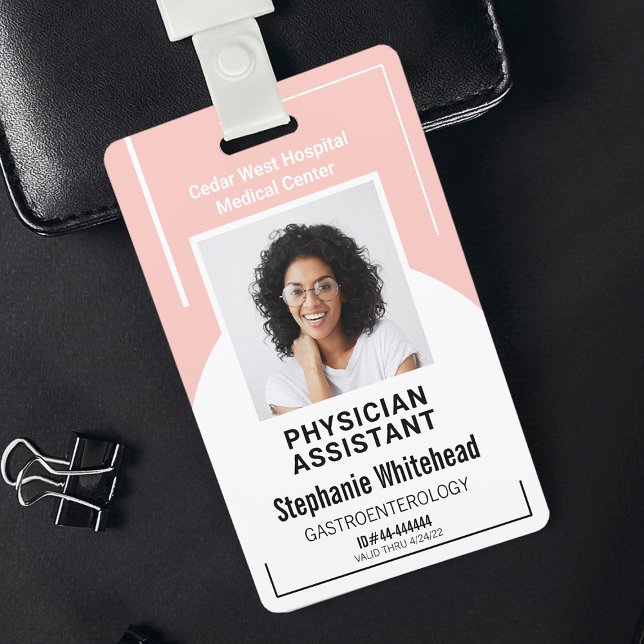 Crachá ID de Foto do Funcionário Médico do Hospital Rosa- (Your photo ID employee badge is not just an identification tool, but a powerful communication medium)