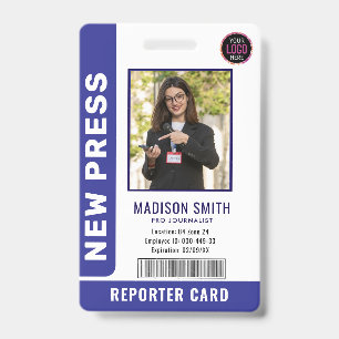 Crachá ID de Foto do Jornalista Press Pass