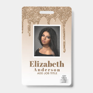 Crachá ID DE FOTO - Grelha de Glitter Girly Glitter de Pa