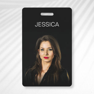 Crachá ID de Foto Mínima de Funcionário Corporativo Preto