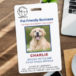 Crachá ID de Fotografia de Pet Dog de Funcionário Persona<br><div class="desc">Identifique facilmente seus melhores funcionários ou convidados de negócios amigáveis com esses crachás super fotógrafos de estimação. Personalize nosso crachá com o logotipo de sua organização, nome de empresa, slogan, foto de animal de estimação, nome do cargo do curso. Personalize as costas com quaisquer outras informações sobre a sua organização....</div>