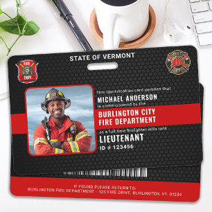 Crachá ID de Fotografia do Corpo de Bombeiros Personalizá