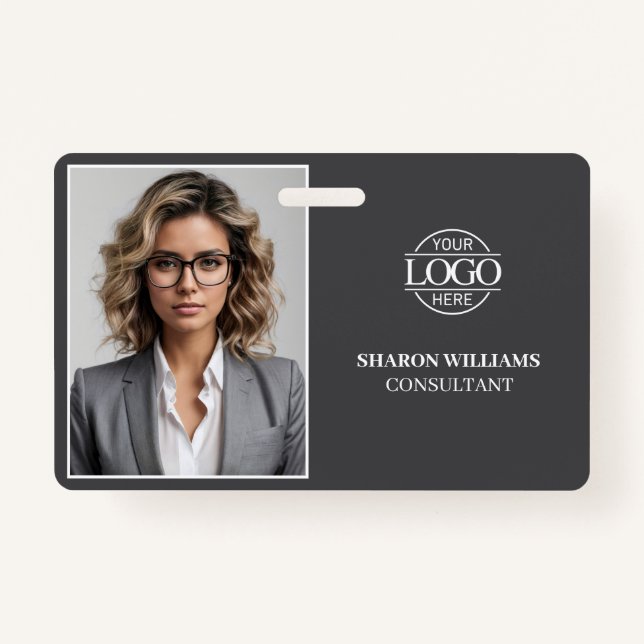 Crachá ID de Fotografia do Empregado da Empresa Minimalis (Frente)