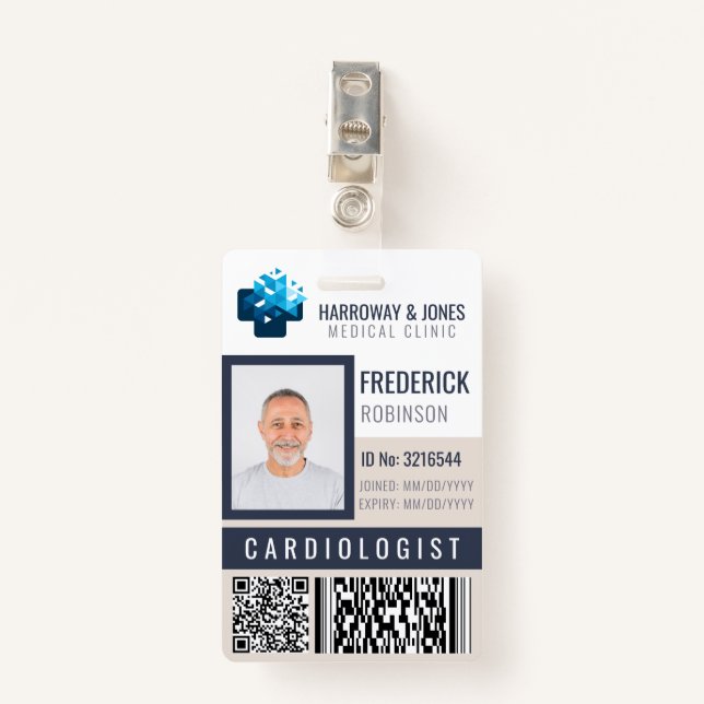 Crachá ID de Fotografia do Funcionarios Médico Personaliz (Frente com Clipe)
