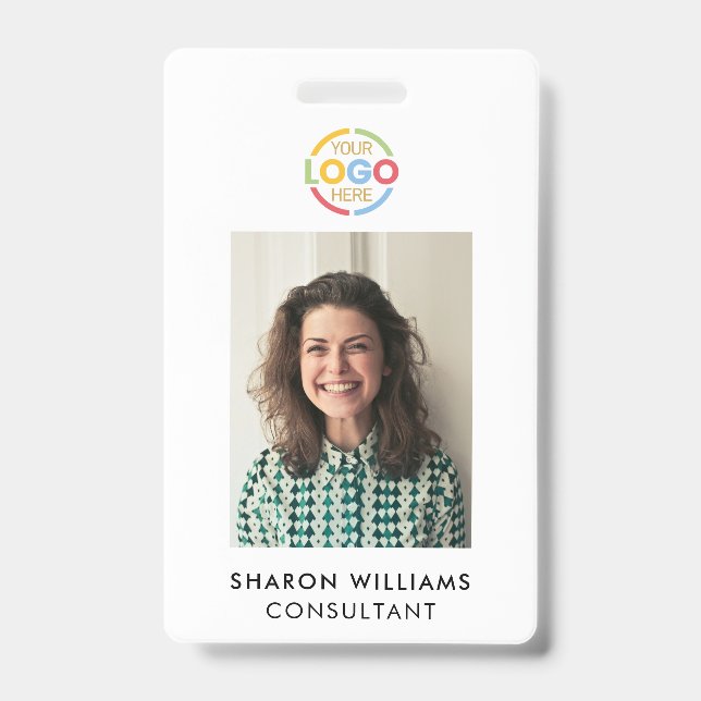 Crachá ID de Fotografia Simples do Funcionário Mínimo Pre (Frente)