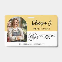 Crachá ID de Funcionário Amarelo Suave com Foto e Logotip
