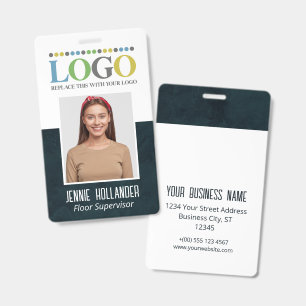 Crachá ID de Funcionário Dark Professional Seu Logotipo A