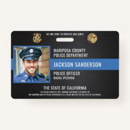Crachá ID de Funcionário de Polícia Policial Personalizáv