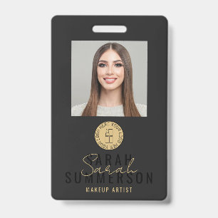 Crachá ID de Funcionário de Salão de Beleza Maquiador Pre
