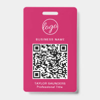 ID de Funcionário do Código QR Simples Quente-Rosa