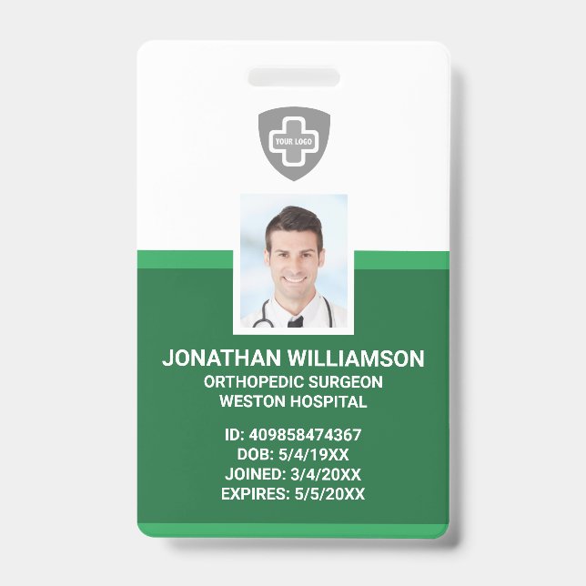 Crachá ID de Funcionário Personalizado, Código de Barras  (Frente)