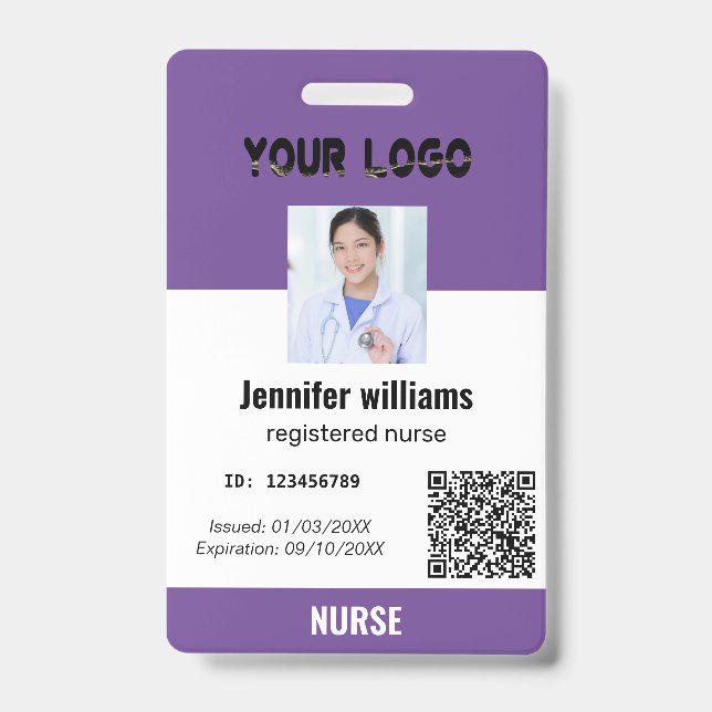 Crachá ID de Funcionário Personalizado com Foto e Logotip (Frente)