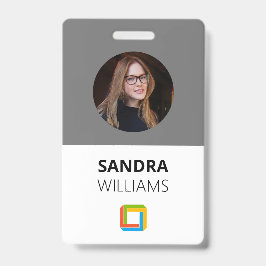 Crachá ID de Funcionário Personalizado da Cinza Corporati