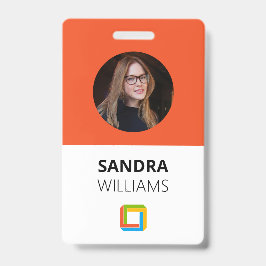 Crachá ID de Funcionário Personalizado Laranja Corporativ