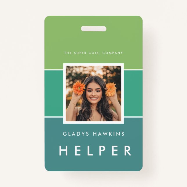 Crachá ID de Funcionarios de nome e foto moderna (Frente)