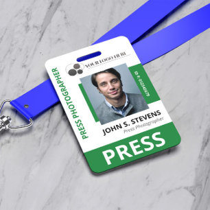 Crachá ID de Imprensa de Foto e Logotipo Deep Green