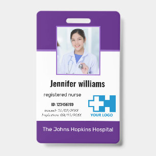 Crachá ID de logotipo e foto do funcionário do hospital p