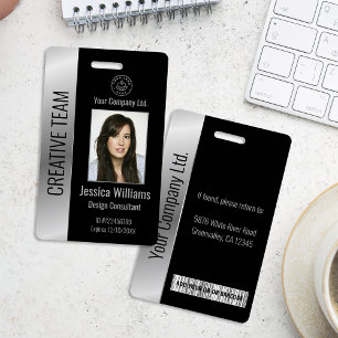 Crachá ID de Prata Negra para Funcionários Corporativos 