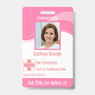 Crachá Id de Segurança de Funcionário personalizado Rosa,