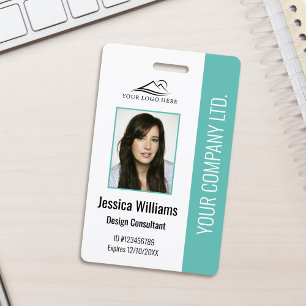 Crachá ID de Teal de Funcionário Corporativo Moderno Pers
