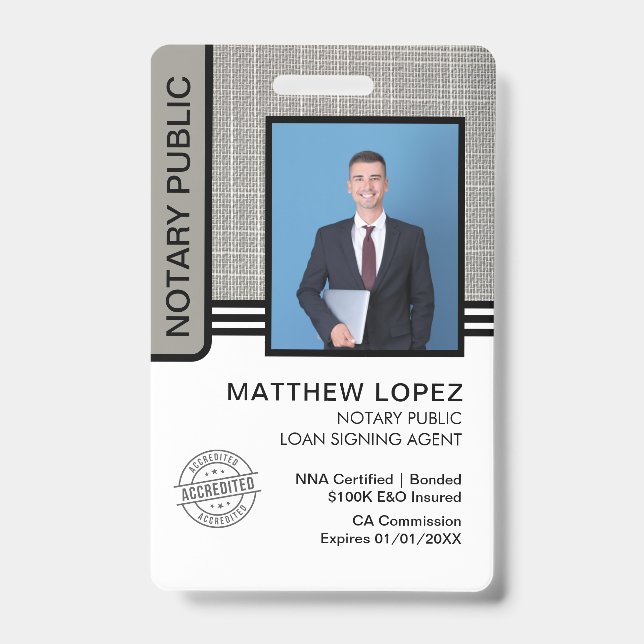 Crachá ID do Agente de Assinatura de Empréstimo Público N (Frente)