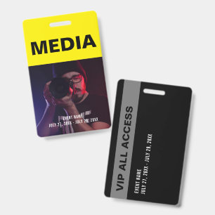 Crachá ID do Black & Yellow Media All Access Pass